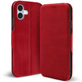 Robuste Klapphülle für iPhone 16 Plus mit Magnetverschluss in Rot