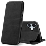 Robuste Klapphülle für iPhone 16 mit Magnetverschluss in Schwarz