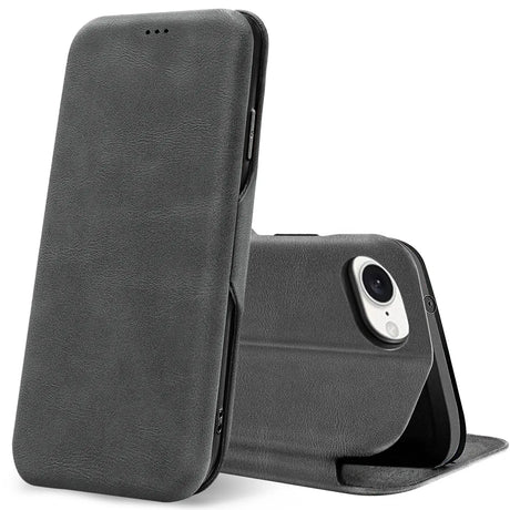 Robuste Klapphülle für Apple iPhone 16e mit Magnetverschluss in Grau