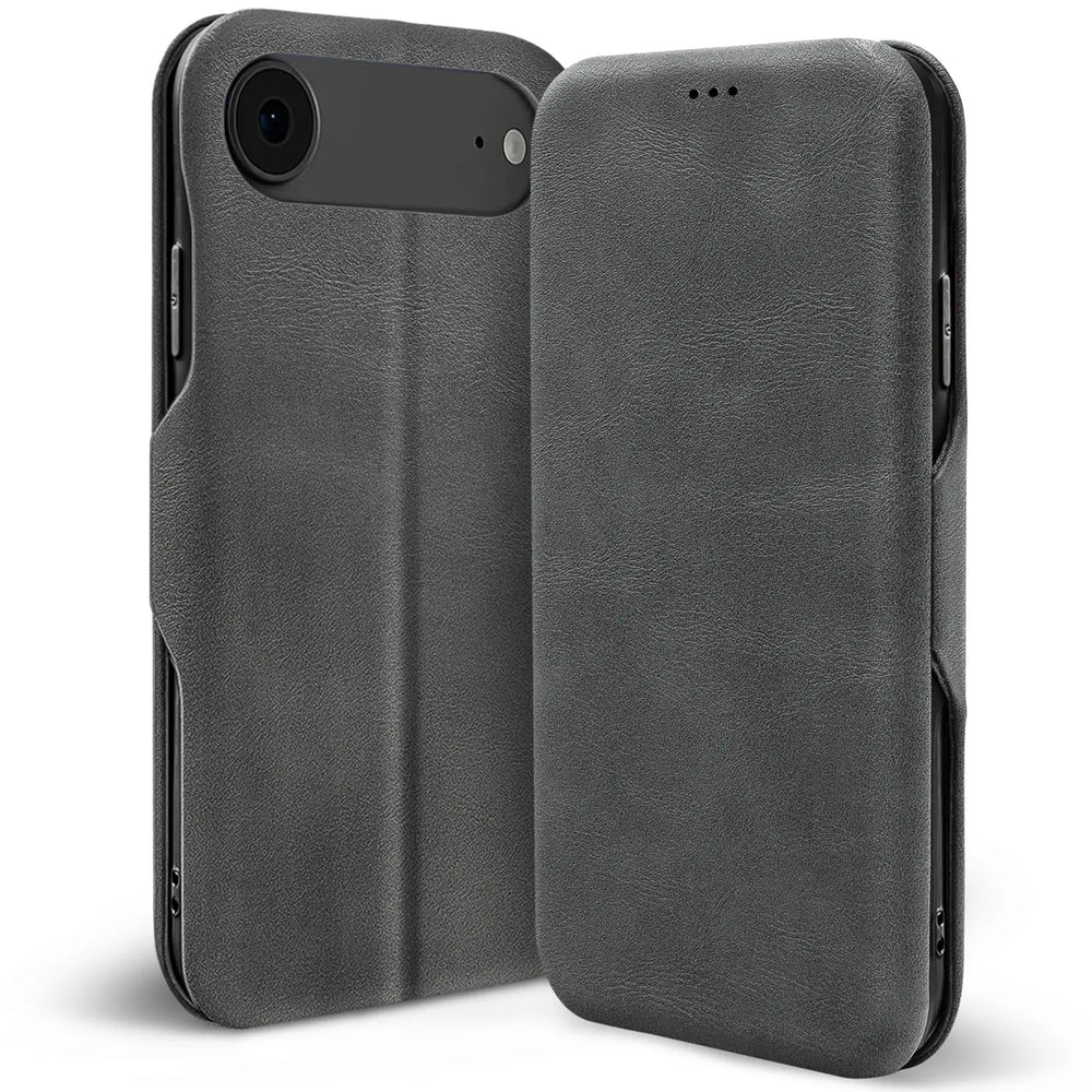 Robuste Klapphülle für Apple iPhone 17 Air mit Magnetverschluss in Grau