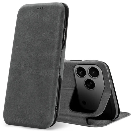 Robuste Klapphülle für Apple iPhone 17 Pro mit Magnetverschluss in Grau