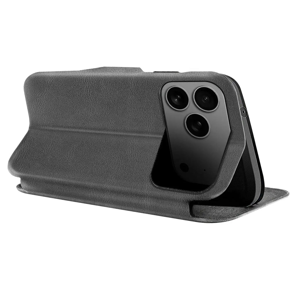 Robuste Klapphülle für Apple iPhone 17 Pro mit Magnetverschluss in Grau