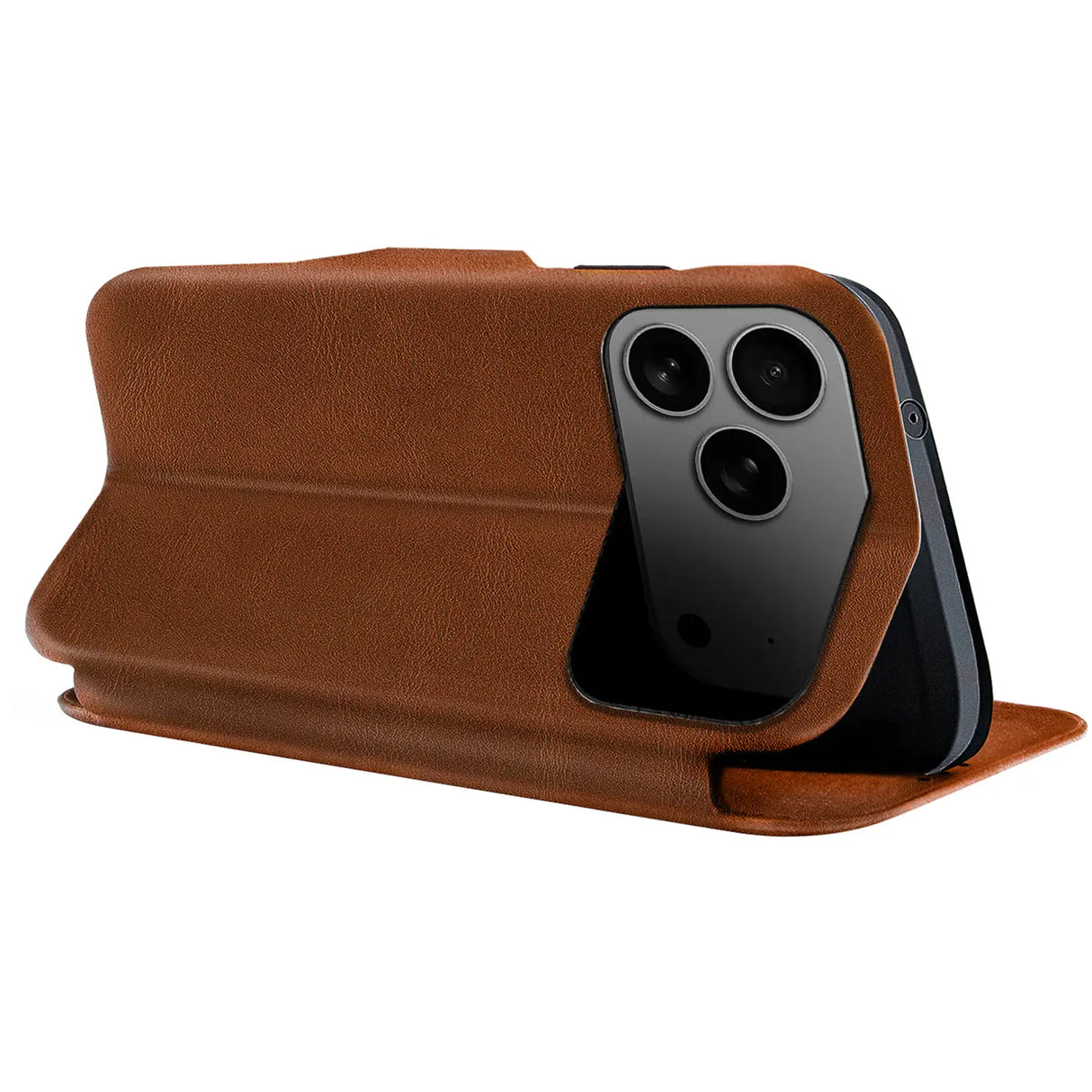 Robuste Klapphülle für Apple iPhone 17 Pro Max mit Magnetverschluss in Braun