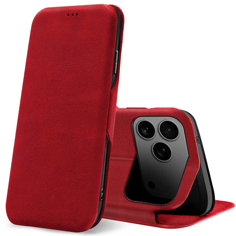 Robuste Klapphülle für Apple iPhone 17 Pro Max mit Magnetverschluss in Rot