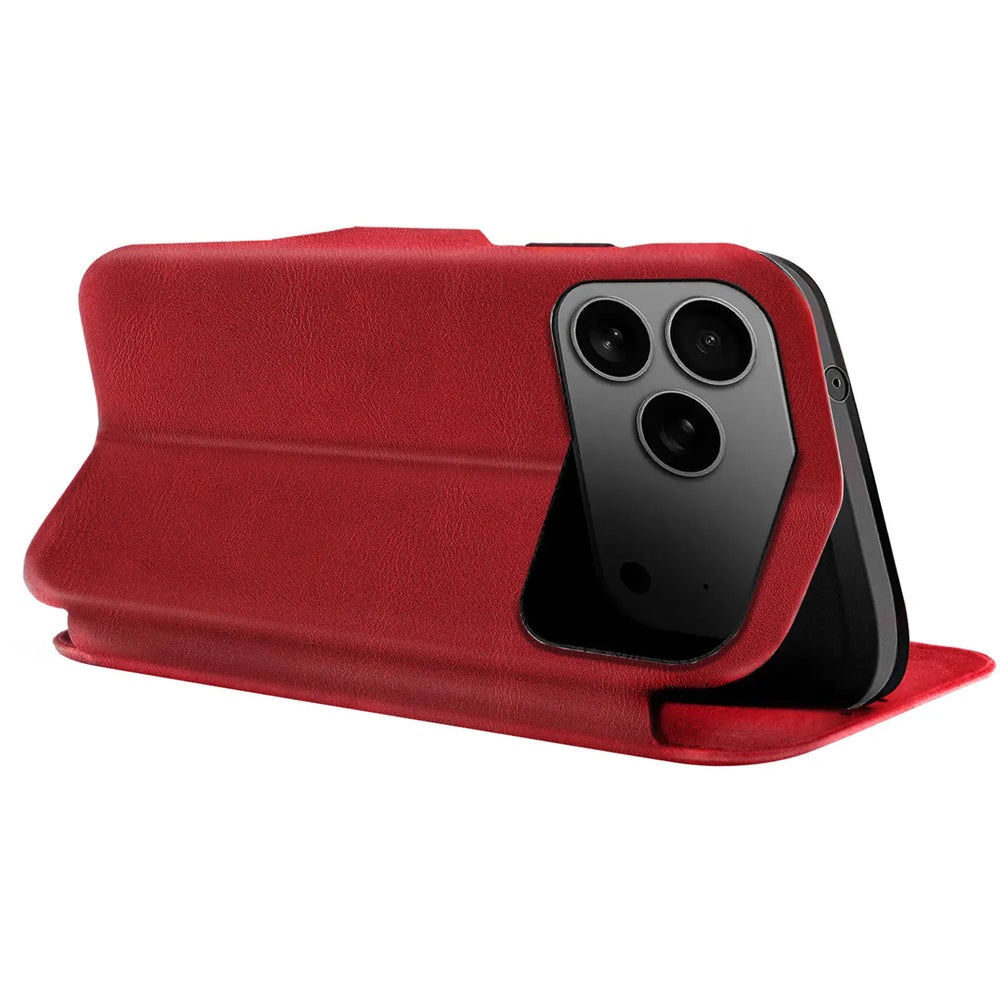 Robuste Klapphülle für Apple iPhone 17 Pro mit Magnetverschluss in Rot