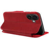 Robuste Klapphülle für Apple iPhone 17 mit Magnetverschluss in Rot