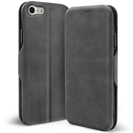 Robuste Klapphülle für iPhone 7 / 8 / SE 2 / SE 3 mit Magnetverschluss in Grau