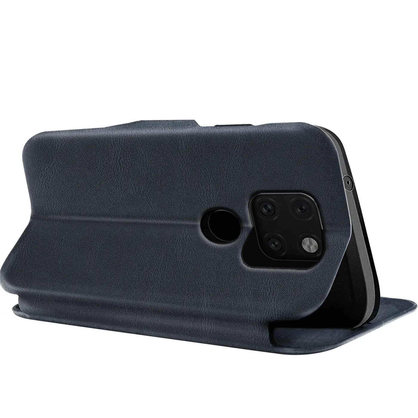 Dunkelblaue Kunstleder-Klapphülle mit Kartenfach, Rückansicht, Huawei Mate 20
