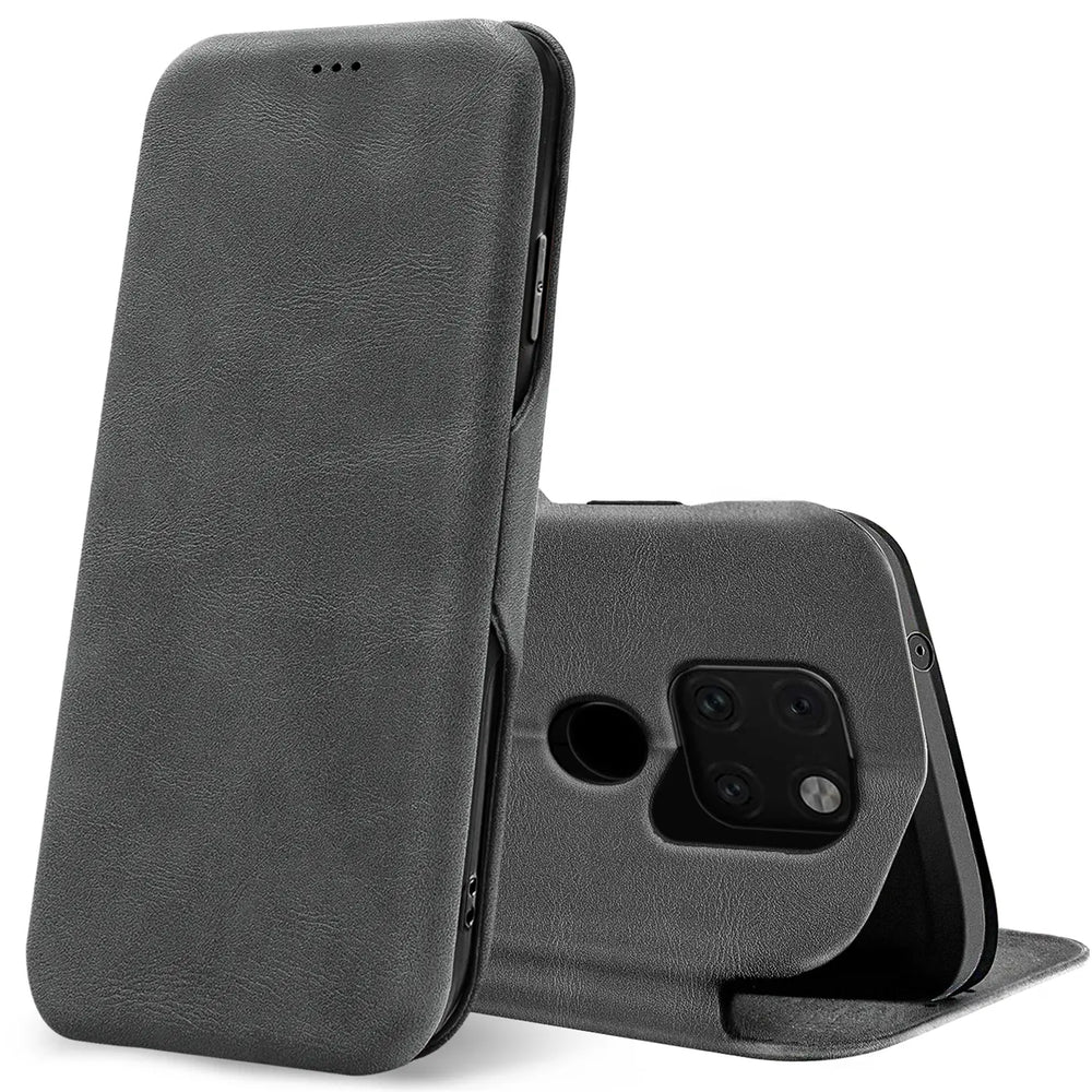 Robuste Klapphülle für Huawei Mate 20 mit Magnetverschluss in Grau