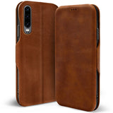 Robuste Klapphülle für Huawei P30 mit Magnetverschluss in Braun