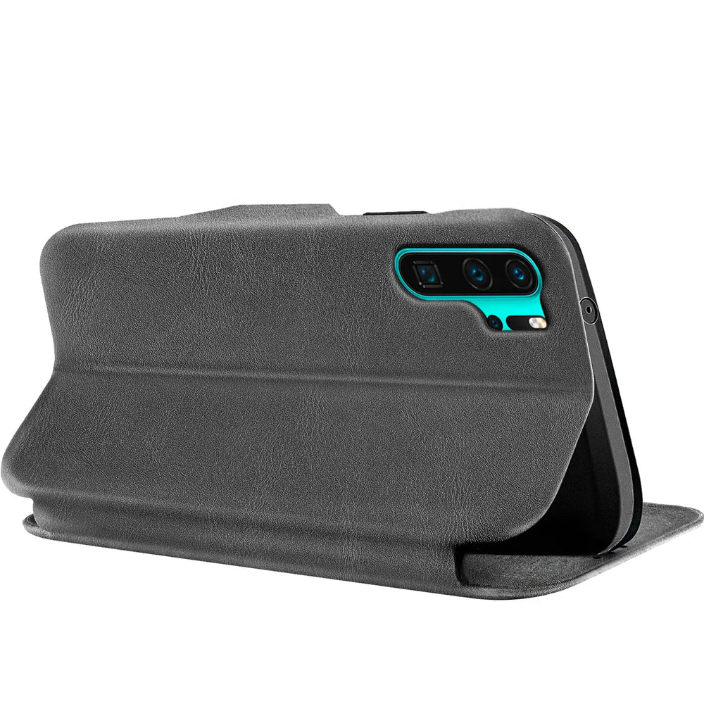 Robuste Klapphülle für Huawei P30 Pro mit Magnetverschluss in Grau