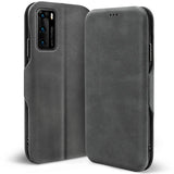 Robuste Klapphülle für Huawei P40 mit Magnetverschluss in Grau