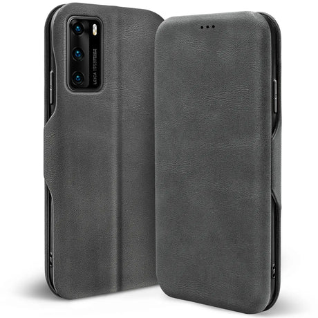 Robuste Klapphülle für Huawei P40 mit Magnetverschluss in Grau