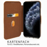 iPhone 11 Pro Max Klapphülle in Braun mit Kartenfächern und Schutz