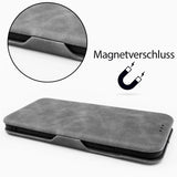 iPhone 11 Pro Max Klapphülle in Grau mit Kartenfächern und Schutz