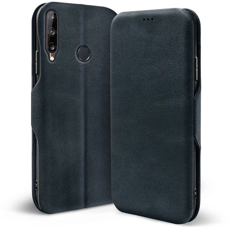 Robuste Klapphülle für Huawei P40 Lite E mit Magnetverschluss in Blau