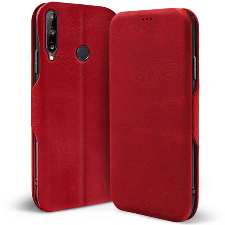 Robuste Klapphülle für Huawei P40 Lite E mit Magnetverschluss in Rot