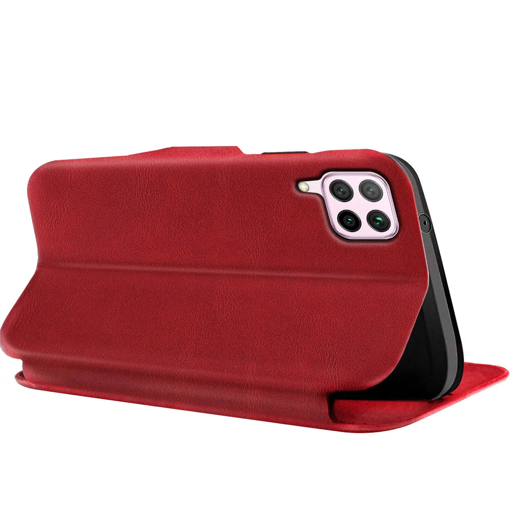 Robuste Klapphülle für Huawei P40 Lite mit Magnetverschluss in Rot