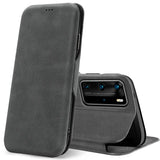 Robuste Klapphülle für Huawei P40 Pro mit Magnetverschluss in Grau