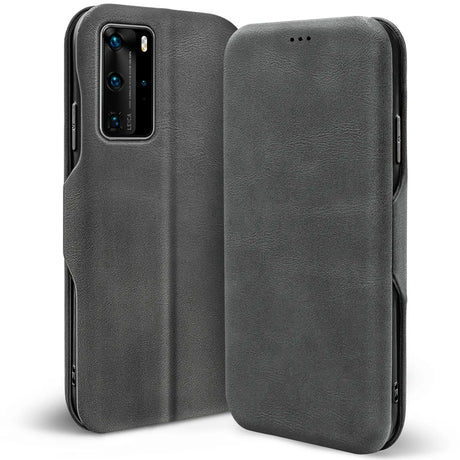 Robuste Klapphülle für Huawei P40 Pro mit Magnetverschluss in Grau