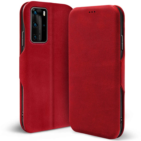 Robuste Klapphülle für Huawei P40 Pro mit Magnetverschluss in Rot