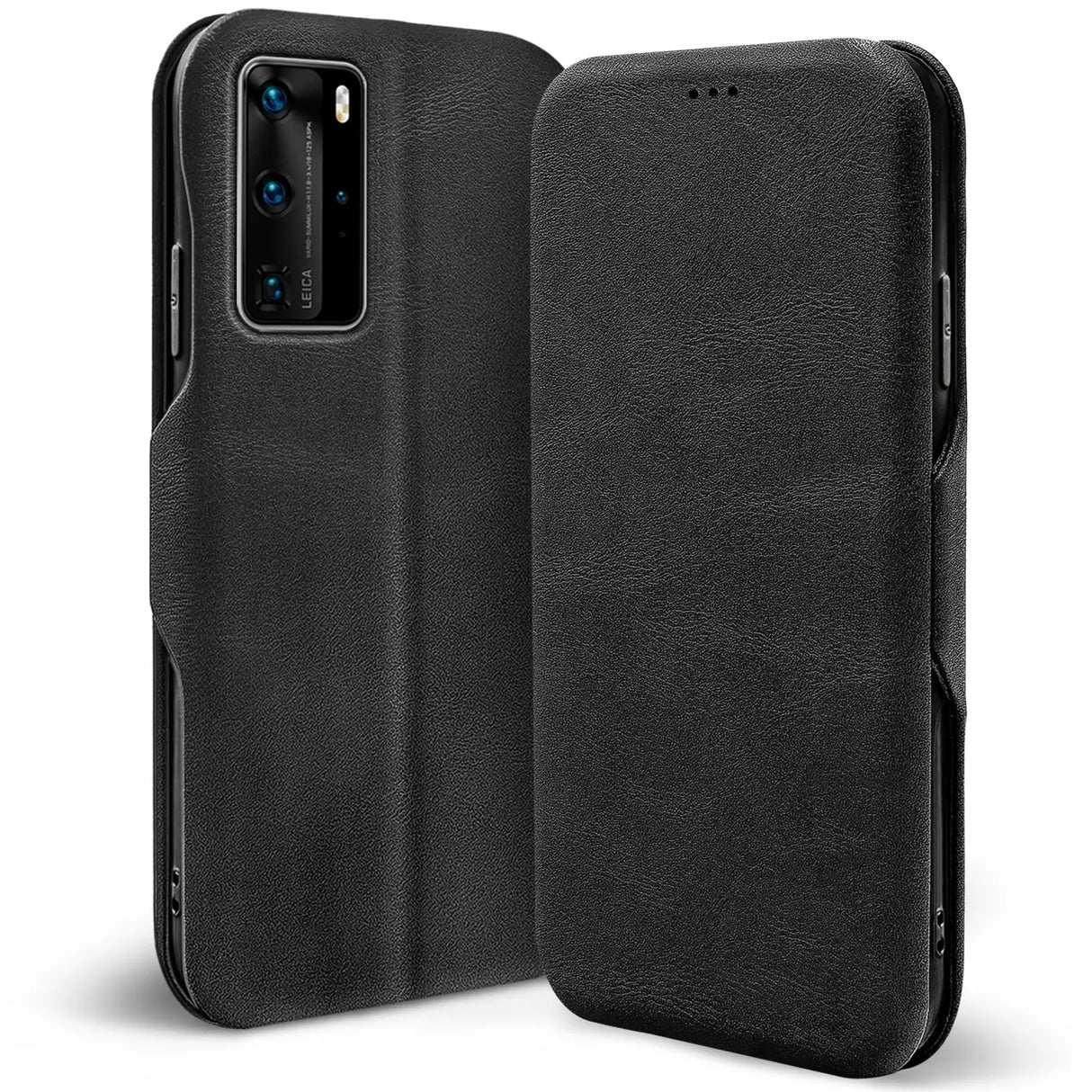 Robuste Klapphülle für Huawei P40 Pro mit Magnetverschluss in Schwarz