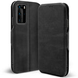 Robuste Klapphülle für Huawei P40 Pro mit Magnetverschluss in Schwarz