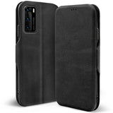 Robuste Klapphülle für Huawei P40 mit Magnetverschluss in Schwarz