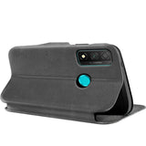 Robuste Klapphülle für Huawei P Smart 2020 mit Magnetverschluss in Grau