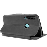 Robuste Klapphülle für Huawei P Smart Plus 2019 mit Magnetverschluss in Grau