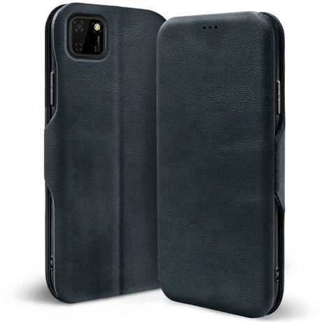 Robuste Klapphülle für Huawei Y5P mit Magnetverschluss in Blau