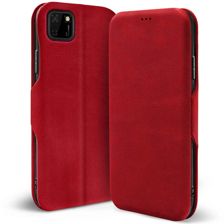 Robuste Klapphülle für Huawei Y5P mit Magnetverschluss in Rot