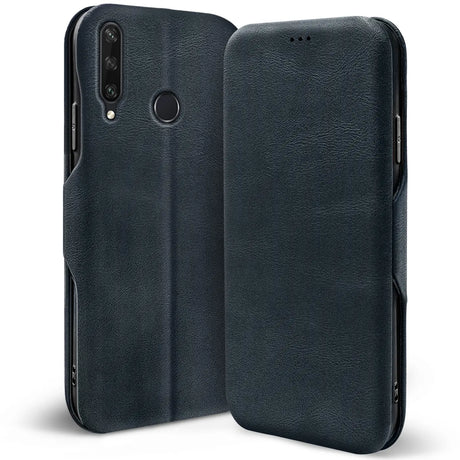 Robuste Klapphülle für Huawei Y6P mit Magnetverschluss in Blau