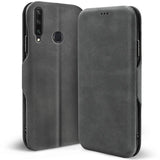 Robuste Klapphülle für Huawei Y6P mit Magnetverschluss in Grau