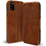 Robuste Klapphülle für Samsung Galaxy A02s mit Magnetverschluss in Braun