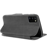 Robuste Klapphülle für Samsung Galaxy A02s mit Magnetverschluss in Grau