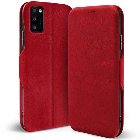 Robuste Klapphülle für Samsung Galaxy A03s mit Magnetverschluss in Rot