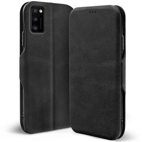 Robuste Klapphülle für Samsung Galaxy A03s mit Magnetverschluss in Schwarz