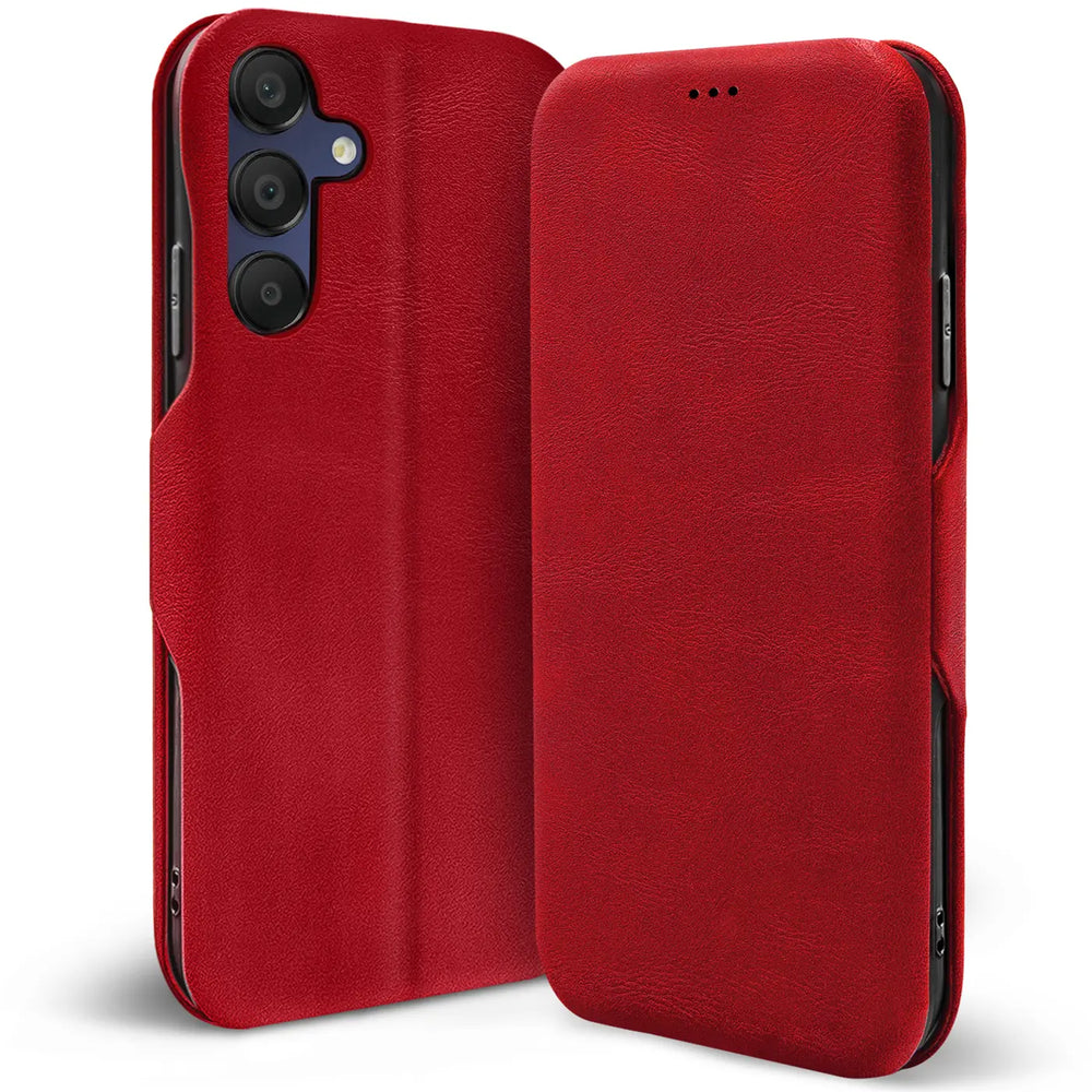 Robuste Klapphülle für Samsung Galaxy A05s mit Magnetverschluss in Rot