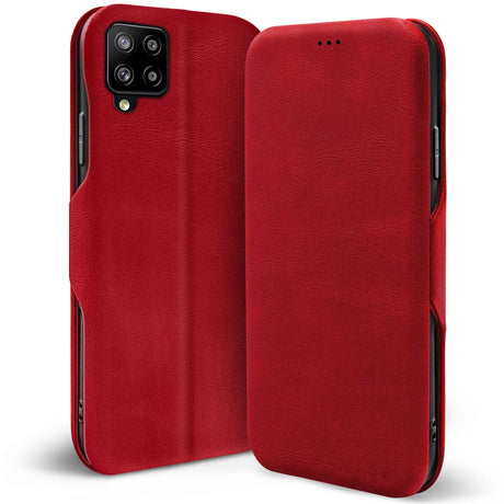 Robuste Klapphülle für Samsung Galaxy A12 / M12 mit Magnetverschluss in Rot