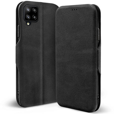 Robuste Klapphülle für Samsung Galaxy A12 / M12 mit Magnetverschluss in Schwarz