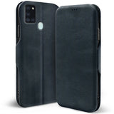 Robuste Klapphülle für Samsung Galaxy A21s mit Magnetverschluss in Blau