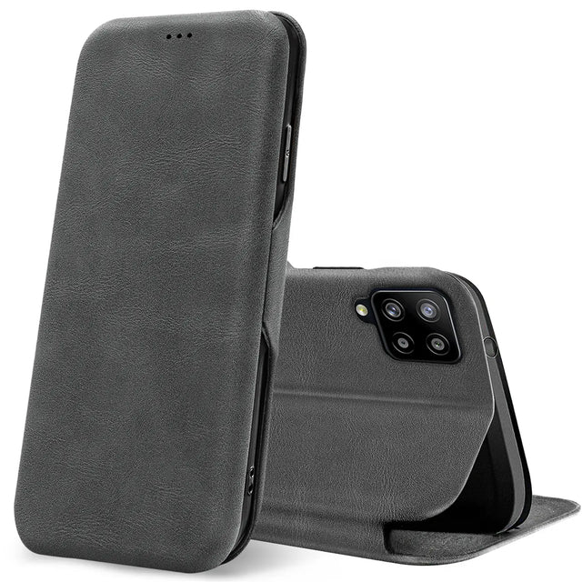 Robuste Klapphülle für Samsung Galaxy A22 4G / M32 / M22 mit Magnetverschluss in Grau