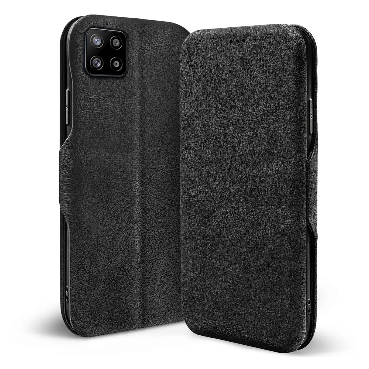 Robuste Klapphülle für Samsung Galaxy A22 5G mit Magnetverschluss in Schwarz