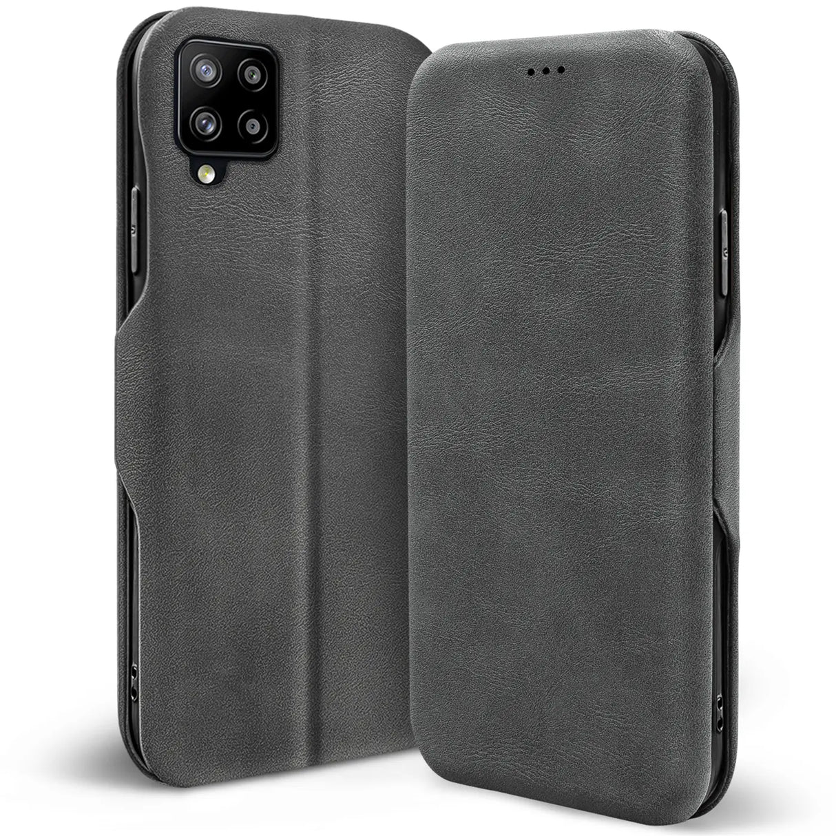 Robuste Klapphülle für Samsung Galaxy A42 5G mit Magnetverschluss in Grau