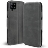 Robuste Klapphülle für Samsung Galaxy A42 5G mit Magnetverschluss in Grau