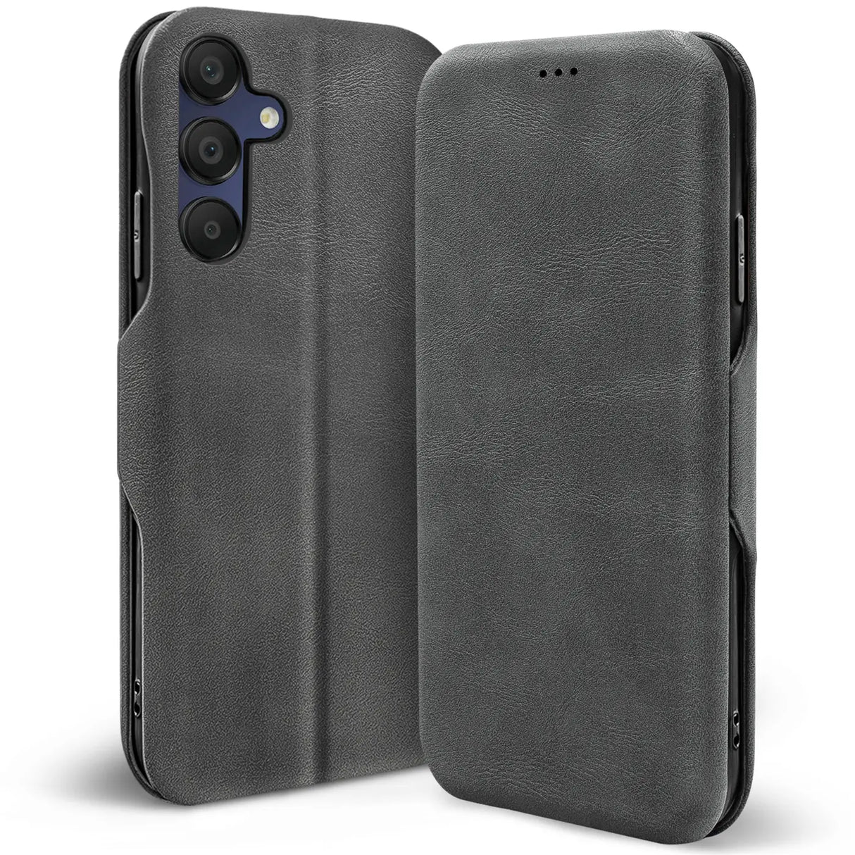 Robuste Klapphülle für Samsung Galaxy A55 5G mit Magnetverschluss in Grau