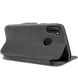 Robuste Klapphülle für Samsung Galaxy M11 mit Magnetverschluss in Grau