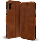 Robuste Klapphülle für Samsung Galaxy Note 10 mit Magnetverschluss in Braun