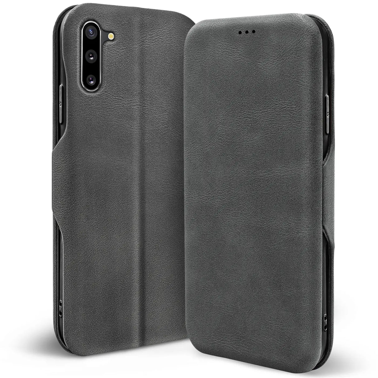 Robuste Klapphülle für Samsung Galaxy Note 10 mit Magnetverschluss in Grau